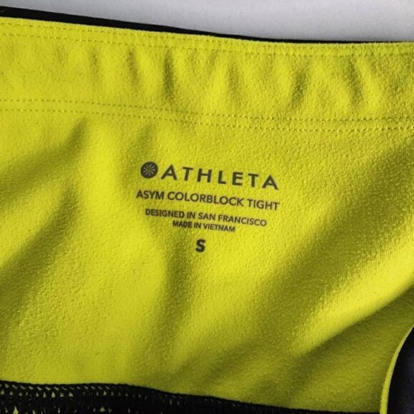 Athleta Asym Colorblock Tight Leggings Women's Size Small Black Yellow High Rise - Picture 8 of 11